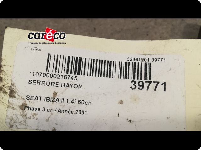 Serrure de coffre Seat Ibiza 6J modèle 5 portes 6J4827505 6J4827505A  6J4827505B 6J4827505C 6J4827505D 6J4827505E Sélectionnez neuve garantie 6  mois