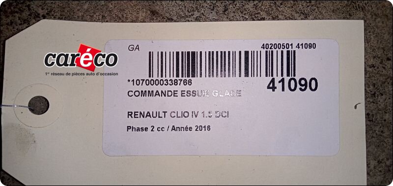 COMMANDE ESSUIE GLACE RENAULT CLIO IV